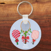 Kersttennis, paddleball, Pickleball Player Sleutelhanger (Achterkant)