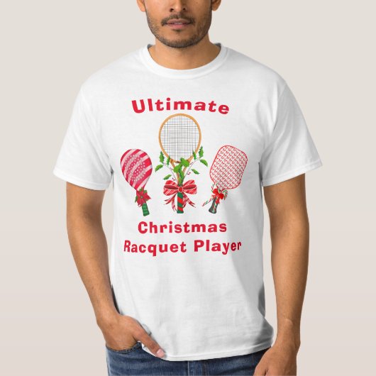 Kersttennis, paddleball, Pickleball Player T-shirt (Voorkant)