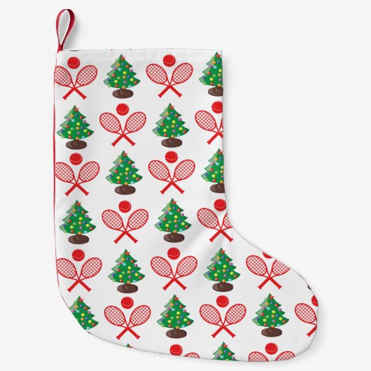 Kersttennis-patroon, aangepaste achtergrondkleur kleine kerstsok (Voorkant)