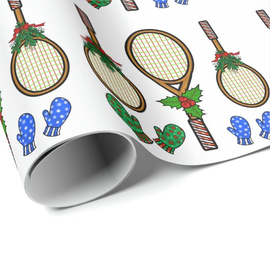 kersttennis-rackpapier en Mittens-pakpapier Cadeaupapier (Rol Hoek)