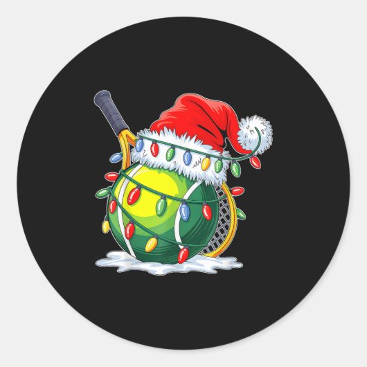 Kersttennis Santa Xmas Squad Tennis Lover Mannen Ronde Sticker (Voorkant)