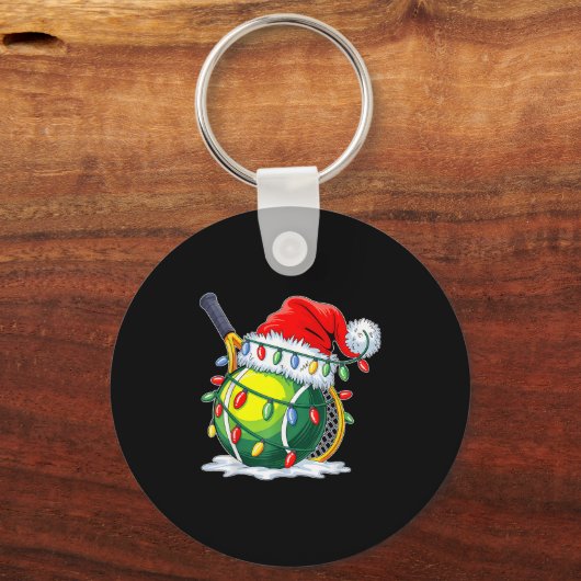 Kersttennis Santa Xmas Squad Tennis Lover Mannen Sleutelhanger (Voorkant)