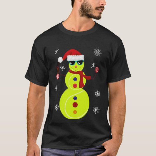kersttennis Snowman Santa Hat Gift T-shirt (Voorkant)