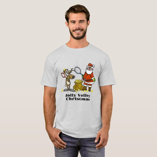 kersttennis T-Shirt (kerstman en rendier) (Voorkant volledig)