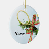 Kersttennisbal en racket met boomgaard keramisch ornament (Rechts)