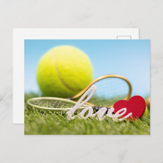 Kersttennisbal en racket met liefde feestdagenkaart (Voorkant / Achterkant)