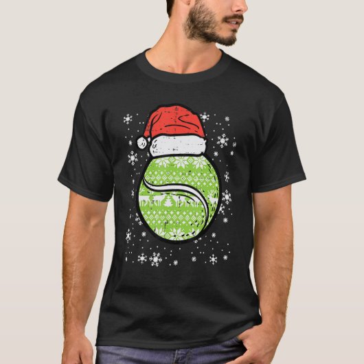 Kersttennisbal Mannen Sportkerstmannen Vrouwen T-shirt (Voorkant)