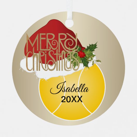 Kersttennisbal Metalen Ornament (Voorkant)