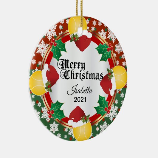 kersttennisontwerp | DIY-naam Keramisch Ornament (Rechts)