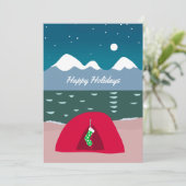 kersttentenkamp feestdagenkaart (Staand voorkant)