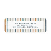 Kerstterracotta blauwe hedendaagse streep etiket (Voorkant)