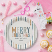 Kerstterracotta blauwe typografie modern papieren bordje (Feest)