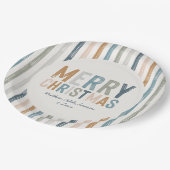 Kerstterracotta blauwe typografie modern papieren bordje (Gekanteld)