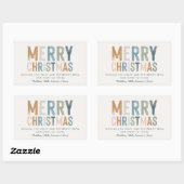 Kerstterracotta blauwe typografie modern rechthoekige sticker (Vel)