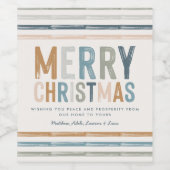 Kerstterracotta blauwe typografie moderne gunst wijn etiket (Enkel label)