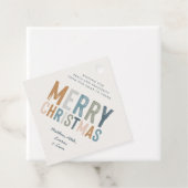 Kerstterracotta blauwe typografie moderne rectan bedankjes labels (In situ)