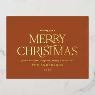 Kerstterracotta chic elegant miniem modern folie feestdagen briefkaart