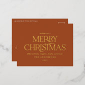 Kerstterracotta chic elegant miniem modern folie feestdagen briefkaart (Voorkant / Achterkant)