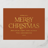 Kerstterracotta chic elegant miniem modern folie feestdagen briefkaart (Voorkant)