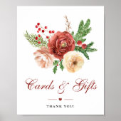 Kerstterracotta Floral Wedding Cards & Gifts Poster (Voorkant)