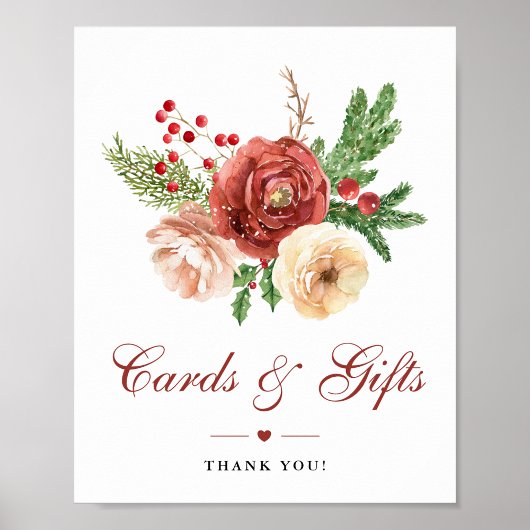Kerstterracotta Floral Wedding Cards & Gifts Poster