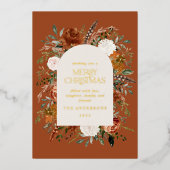 Kerstterracotta niet-fotoelegante vlek folie feestdagenkaart (Voorkant)