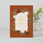 Kerstterracotta niet-fotoelegante vlek folie feestdagenkaart (Staand Voorkant)