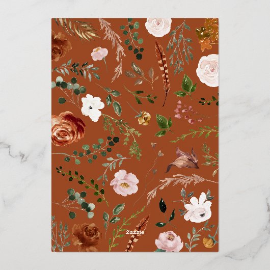 Kerstterracotta niet-fotoelegante vlek folie feestdagenkaart (Achterkant)