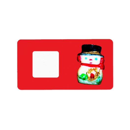 Kerstterugkomst Adres Label sneeuwpop ontwerp (Voorkant)
