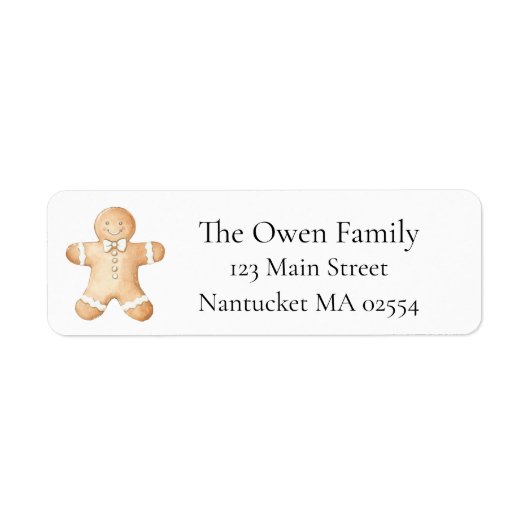 kerstterugzendadres Gingerbrood Man Etiket (Voorkant)