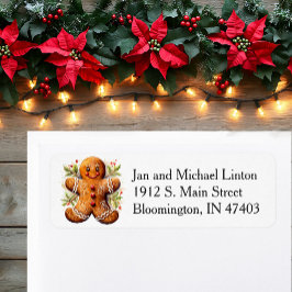 kerstterugzendadres Gingerbrood Man Etiket