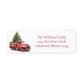  kerstterugzendadres Red Truck Etiket (Voorkant)