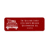  kerstterugzendadres Red Truck Etiket (Voorkant)