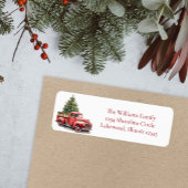  kerstterugzendadres Red Truck Etiket