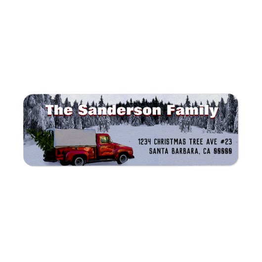  kerstterugzendadres Red Truck Etiket (Voorkant)