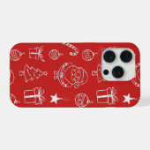 Kersttextuur met feestelijke elementen iPhone hoesje (Achterkant horizontaal)