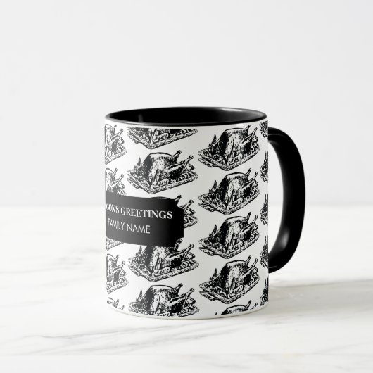 kerstThanksgiving  Turkije - Aangepaste naam Mok (Voorkant rechts)