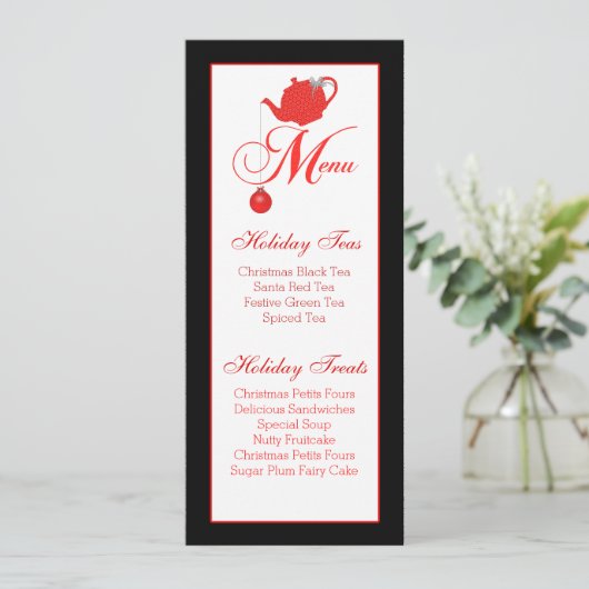 kerstthee Aangepast menu Rode kant Kaart (Staand voorkant)