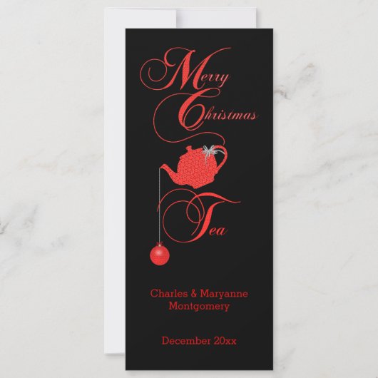 kerstthee Aangepast menu Rode kant Kaart (Achterkant)