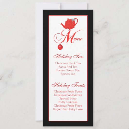 kerstthee Aangepast menu Rode kant Kaart (Voorkant)