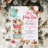 Kerstthee Birthday Party Laten we Par-tea Kaart