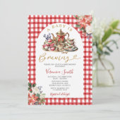 Kerstthee Een Baby is Brouwen Baby shower Bloemen Kaart (Staand voorkant)