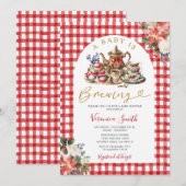 Kerstthee Een Baby is Brouwen Baby shower Bloemen Kaart (Voorkant / Achterkant)