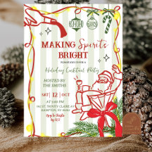 Kerstthee feest krabbel handgetekende uitnodiging