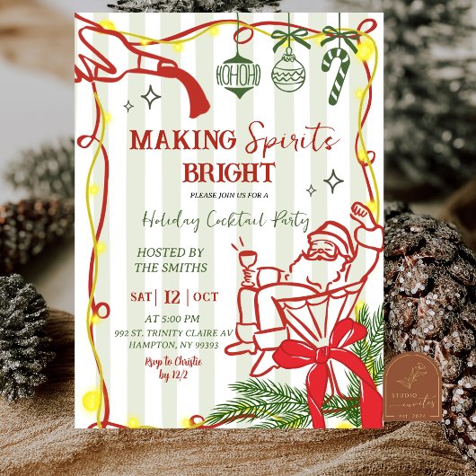 Kerstthee feest krabbel handgetekende uitnodiging
