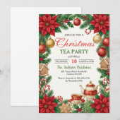 Kerstthee Feestelijke Uitnodiging (Voorkant / Achterkant)