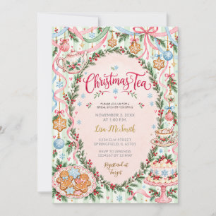 Kerstthee feestje pastel bruidsmeisjes uitnodiging
