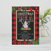 Kerstthee Feestje Rustiek Rood Zwart Buffalo Plaid Kaart (Staand voorkant)