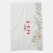 Kerstthee handdoek met gezellige winterhuizen (Verticaal)