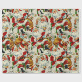 Kerstthee met Kerstman in vintage stijl Cadeaupapier (Vlak)